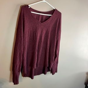 V-neck burgundy long sleeve